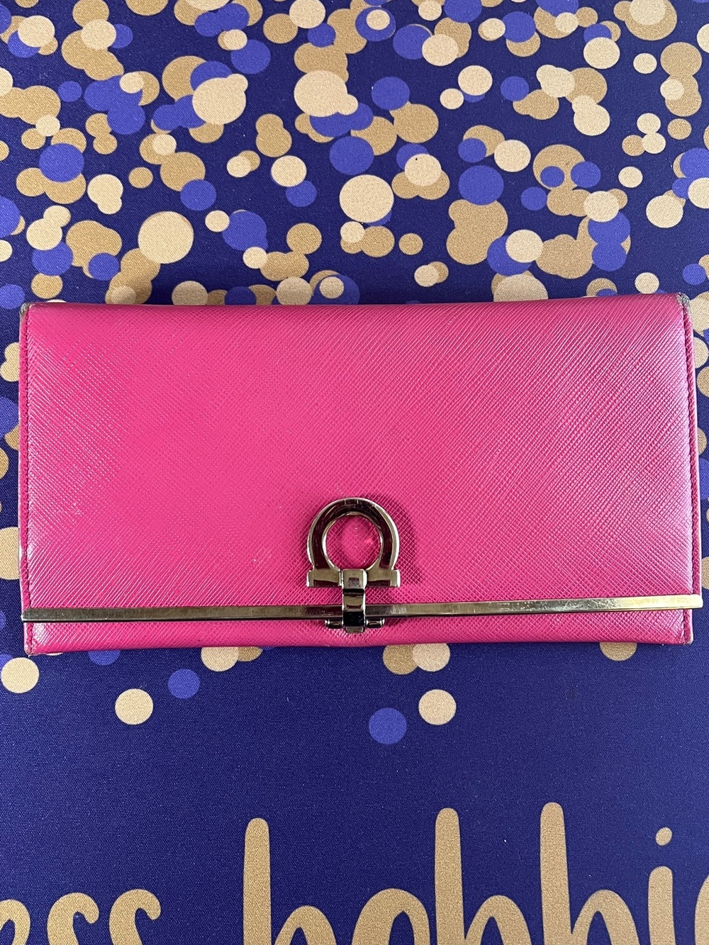 Vintage Salvatore Ferragamo Gancini Red Leather long wallet